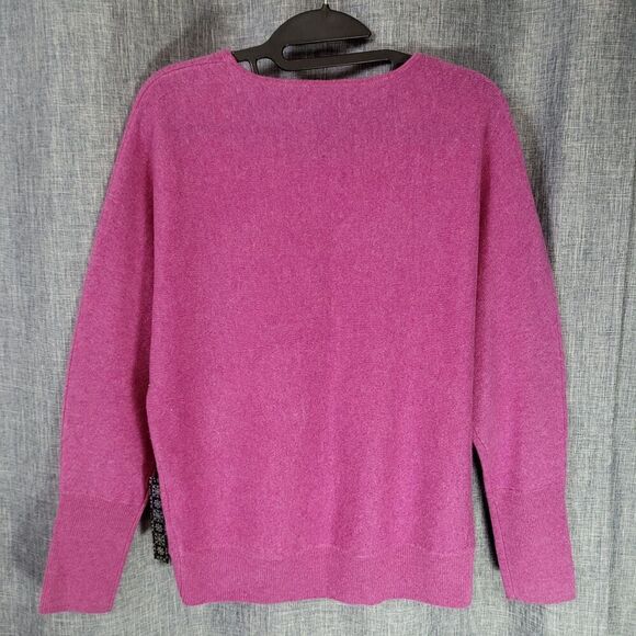 NWT Talbots 100% Cashmere Scoop Neck Sweater Dolman Sleeve Raspberry Women's M - Picture 9 of 10